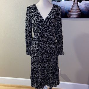 NWT GAP Maternity Crossover Midi Dress Black Floral w/ Pockets Faux Wrap Front